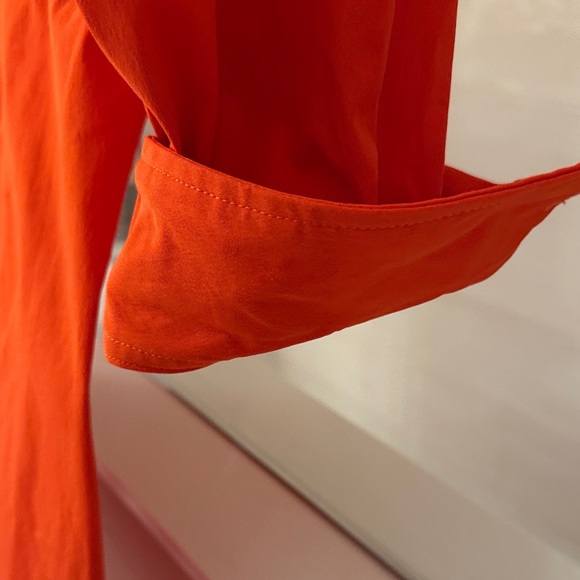 Good American Tangerine Color Button Up Fitted Waist Dress MED - Picture 7 of 10